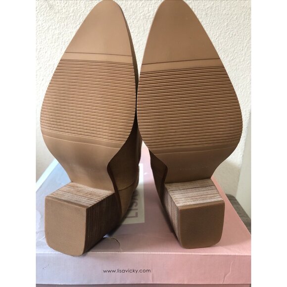 Lisa Vicky KICKY-V Saddle Split Suede Heel Booties Size 8 - Picture 5 of 6
